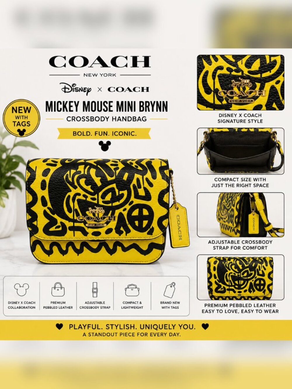 COACH Mickey Mouse Mini Brynn Crossbody Handbag